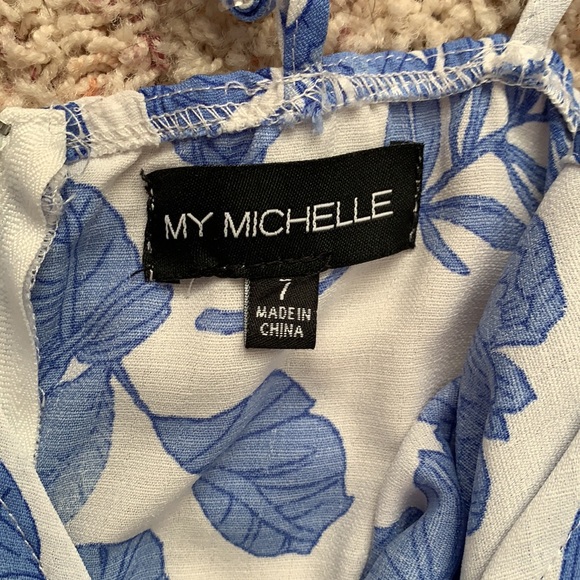 My Michelle Blue and White Linen Jumpsuit - Picture 9 of 9